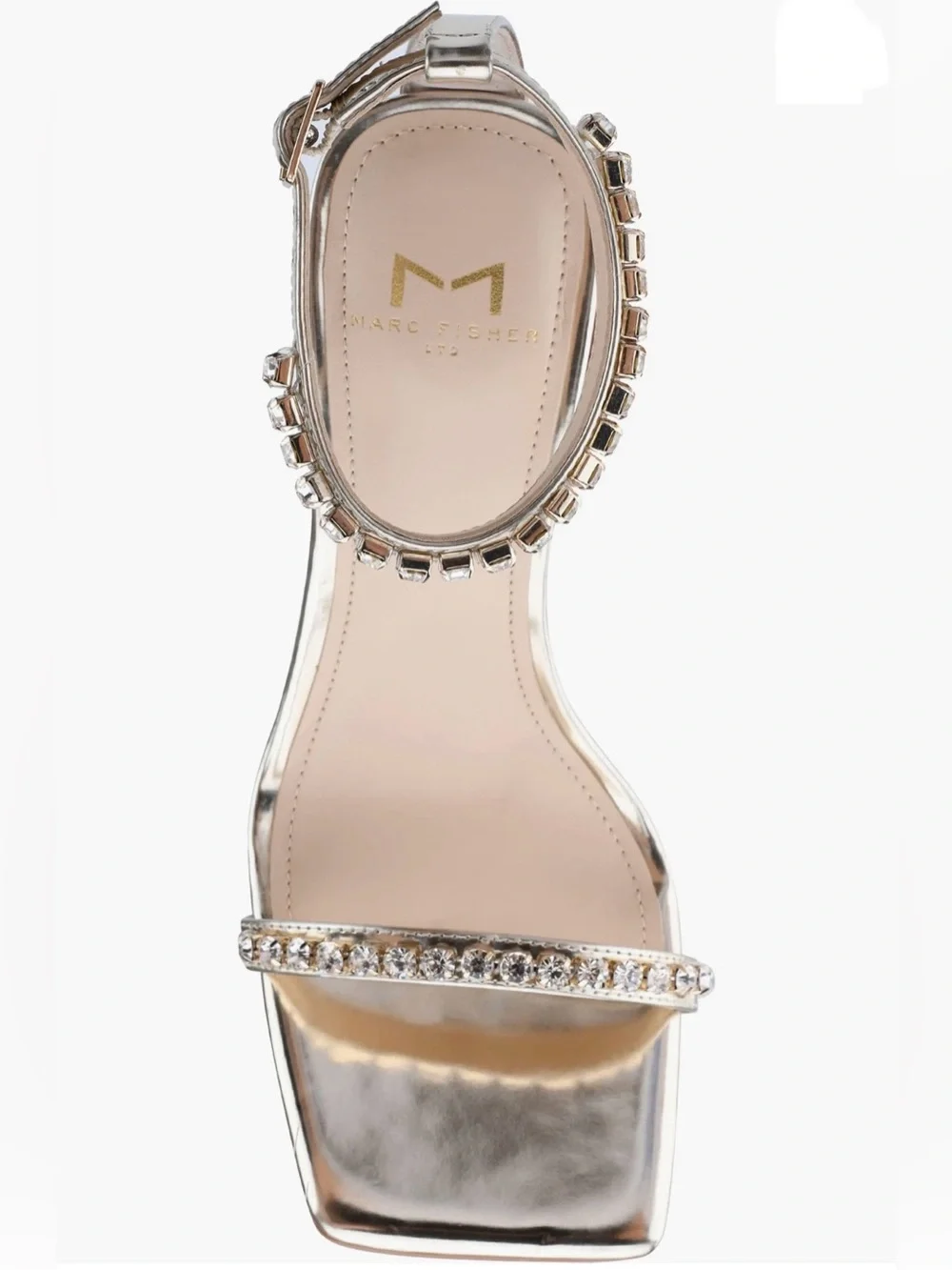 Marc Fisher LTD NWOB Karima Ankle Strap Sandal Heels In Gold Tone Size 6.5